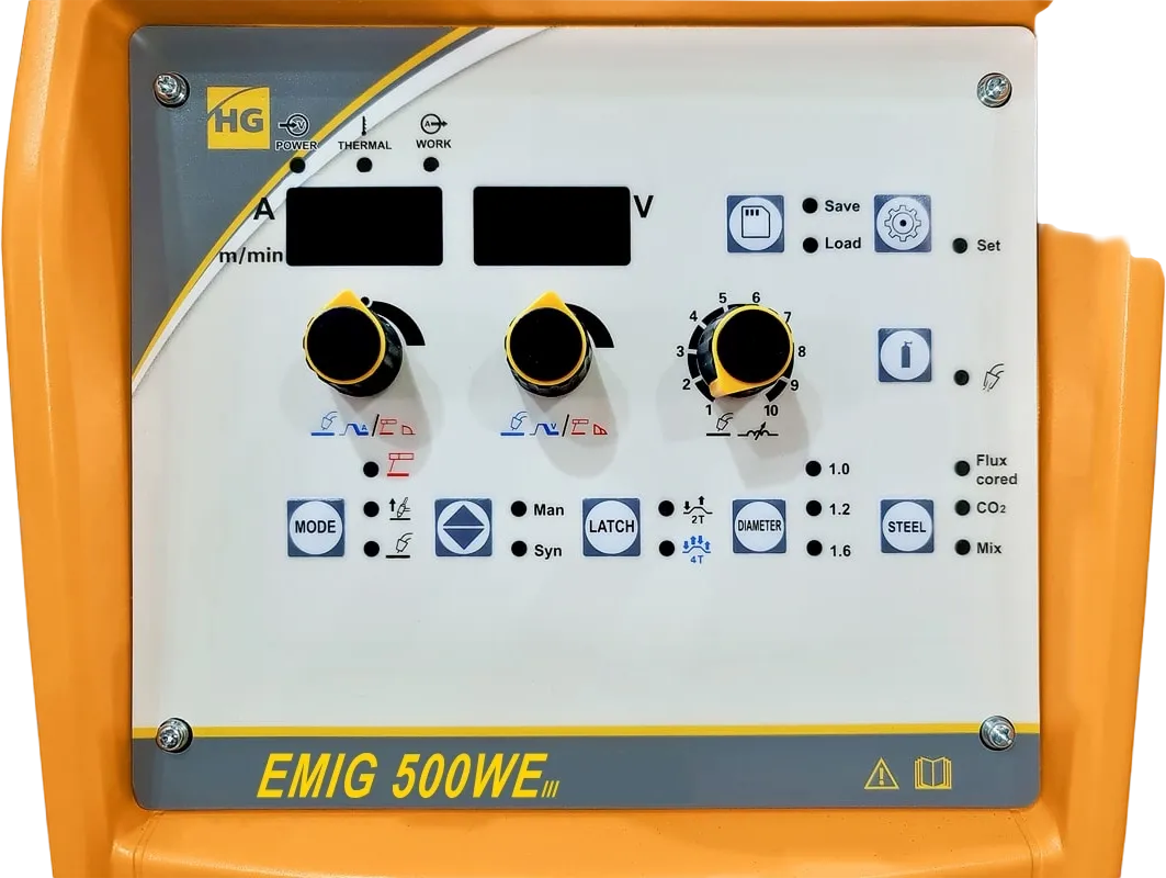 Фото Полуавтомат сварочный HUGONG EMIG 500WE III (цифровой подающий) (с БО и тележкой) (без горелки и кабель-пакета) от011000224