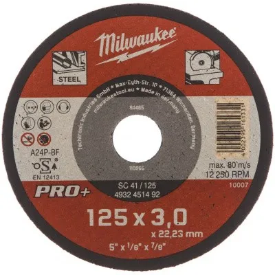Отрезной диск по металлу PRO+ (125х3х22.2 мм, прямой) Milwaukee 4932451492