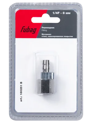 Переходник Fubag 1/4" F на елочку 8 мм с обжимным кольцом 8 х 13 мм, блистер 1 шт (8641970 - аналог 180251 B)