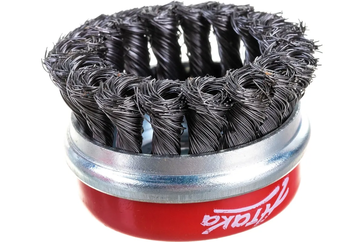 Фото Щетка чашеобразная с кольцом, витая стальная проволока (65 мм; М14) для УШМ №131 АТАКА 26585 26585