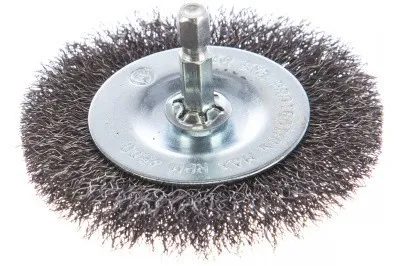 Щетка дисковая гофрированная (75 мм) для дрели шестигранный хвостовик №082 5407506120 АТАКА 22386