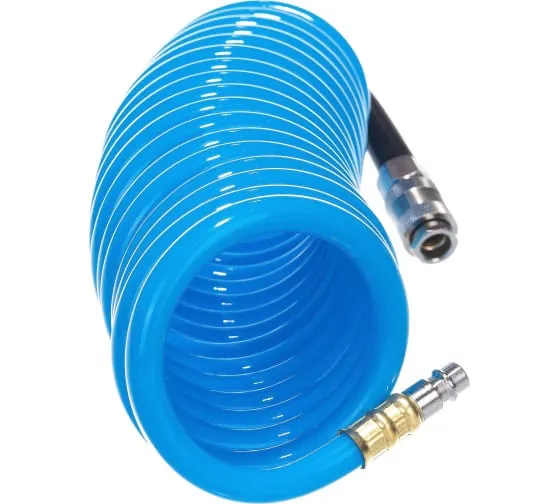 Фото Шланг спиральный с фитингами рапид Fubag, полиуретан, 15бар, 8x12мм, 5м от004001418