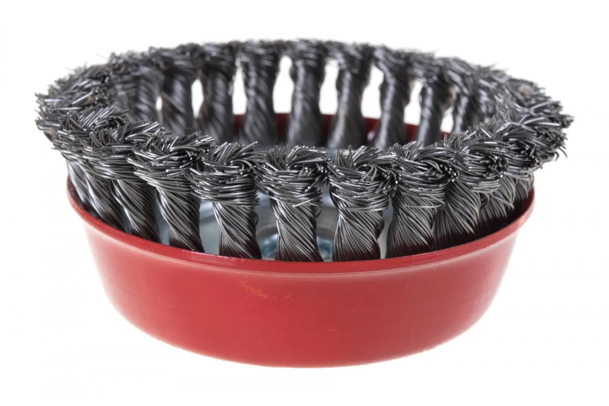 Фото Щетка чашеобразная, витая стальная проволока (120 мм; М14) для УШМ №163 АТАКА 34727 34727