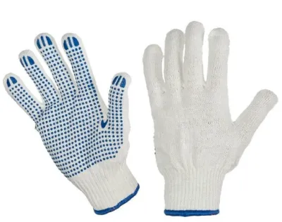 Перчатки ХБ с ПВХ белые (6 ниток)