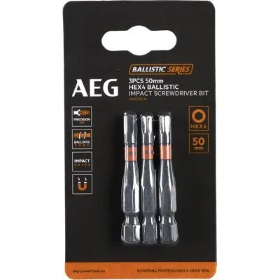 Биты ударные AAK503H4 (3 шт; HEX4; 50 мм) AEG 4932479192