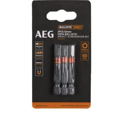 Биты ударные AAK503H6 (3 шт; HEX6; 50 мм) AEG 4932479194