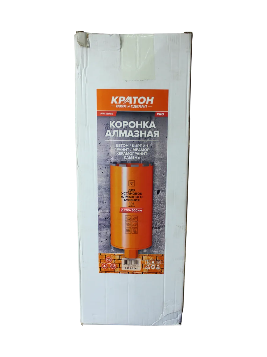 Фото Коронка алмазная КРАТОН (200х500 мм; 1 1/4") для установок алмазного бурения от002004080
