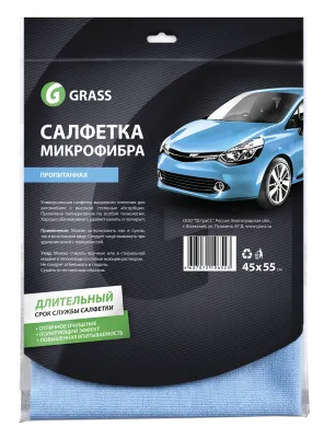 Салфетка микрофибровая GRASS для автомобиля (с полиуретановой пропиткой)