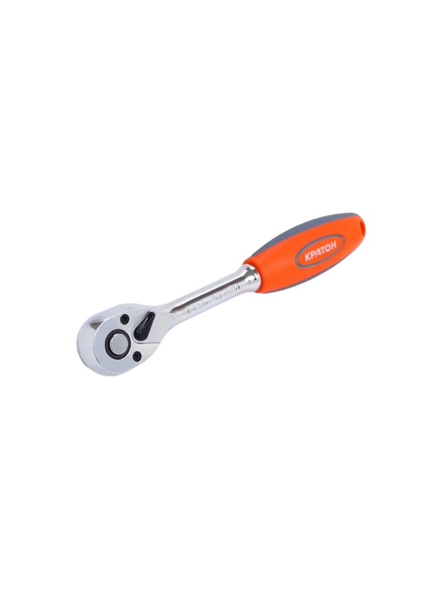 Фото Ключ-трещотка Кратон с обрезиненной ручкой 1/4" (72зуб.) от002002926