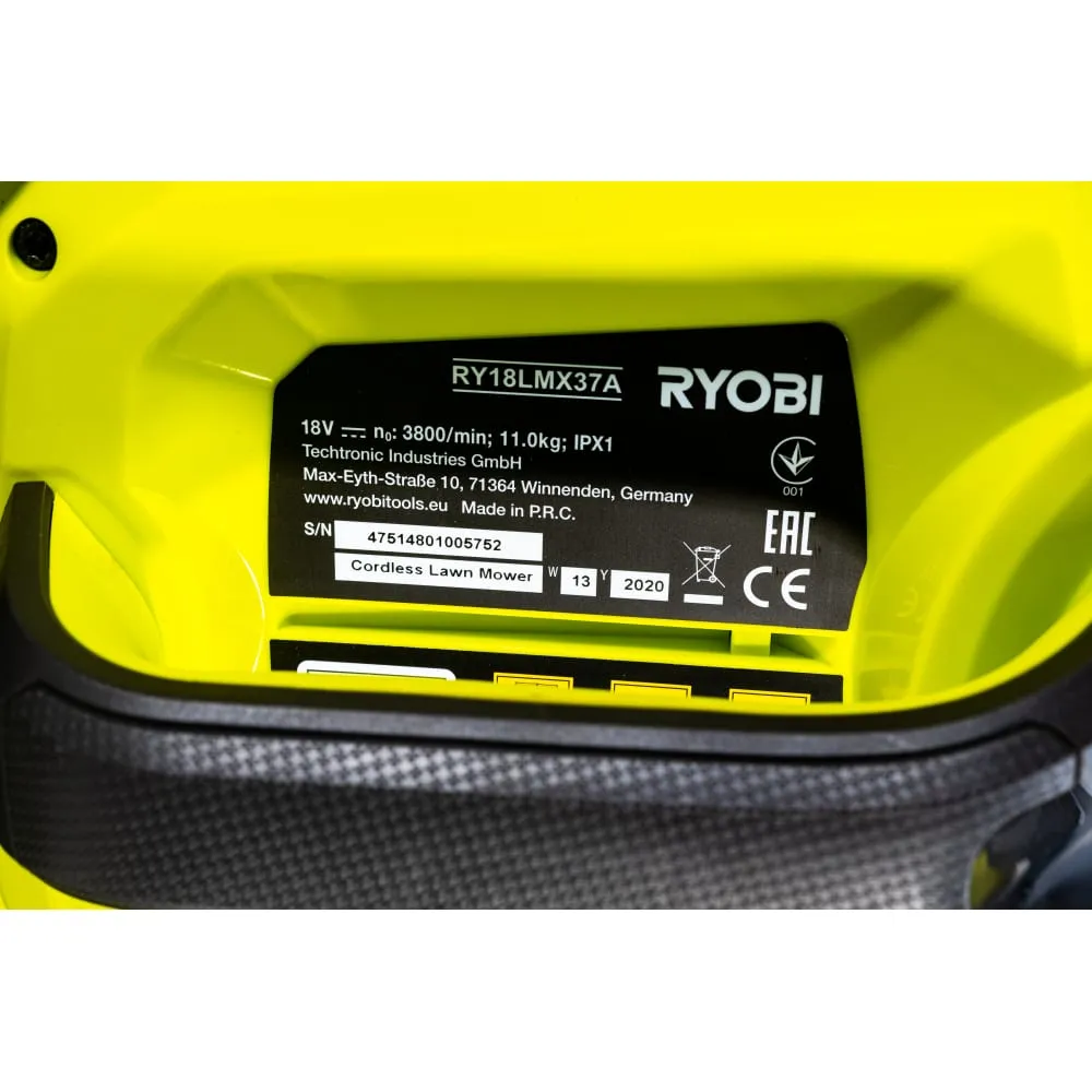 Фото Ryobi Бесщеточная Газонокосилка RY18LMX37A-0 без аккумулятора в комплекте 5133004597 16077858