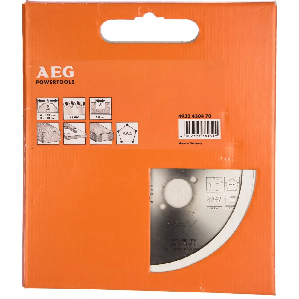 Фото Диск пильный по дереву (190x30 мм; 48Z) AEG 4932430470 4932430470