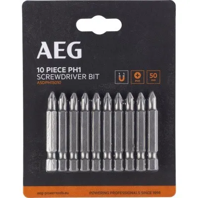 Биты 10 шт, РН1, 50 мм AEG ASDPH15010 4932479513