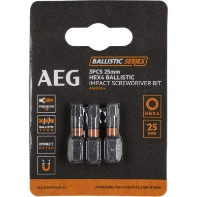Биты ударные AAK253H4 (3 шт; HEX4; 25 мм) AEG 4932479178