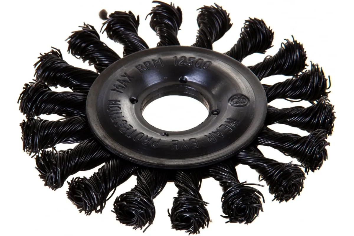 Фото Щетка круглая, витая стальная проволока (100 мм; 22.2 мм) для УШМ №133 АТАКА 26587 26587