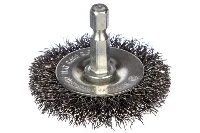 Щетка дисковая гофрированная (50 мм) для дрели шестигранный хвостовик №081 5405006120 АТАКА 22385