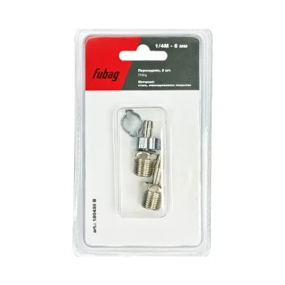 Переходник Fubag 1/4 дюйма M на елочку 6мм с обжимным кольцом 9Х11мм, блистер 2 шт