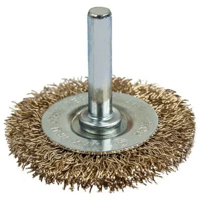 Щетка круглая (50 мм) для дрели гофрированная латунь №052 5305006320 АТАКА 22341