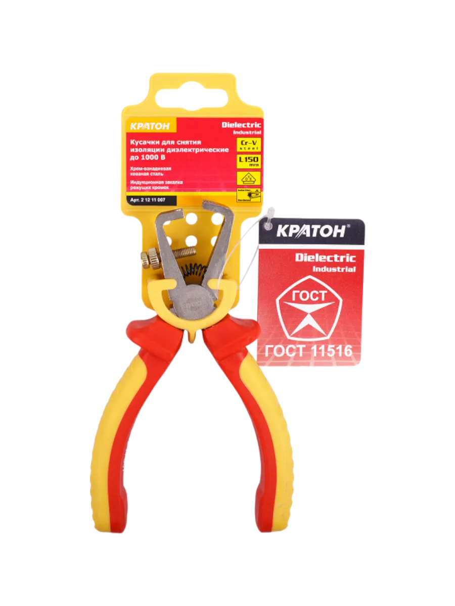 Фото Кусачки Кратон Dielectric для снятия изоляции диэлектрические до 1000 В C-r-V 150 от002002672