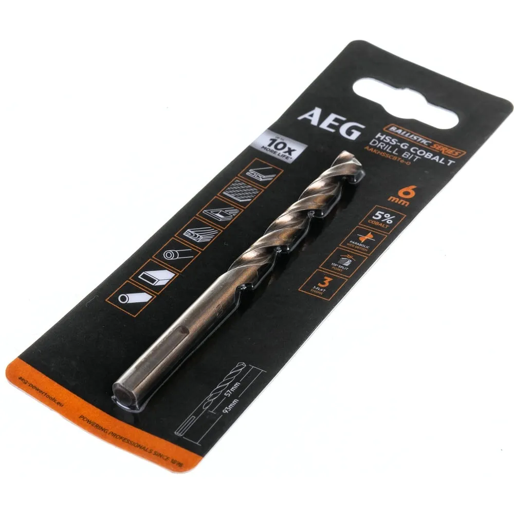 Фото Сверло HSS-Co (6х57х93 мм) AEG AAKHSSCBT6-0 4932479334 4932479334