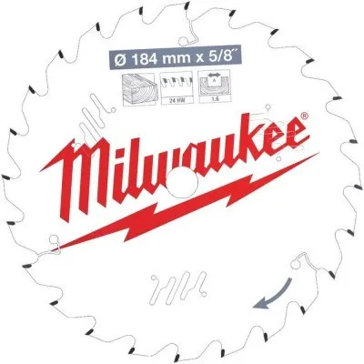 Диск пильный по дереву (184x5/8x1.6 мм; 24Z) для циркулярной пилы Milwaukee 4932471378