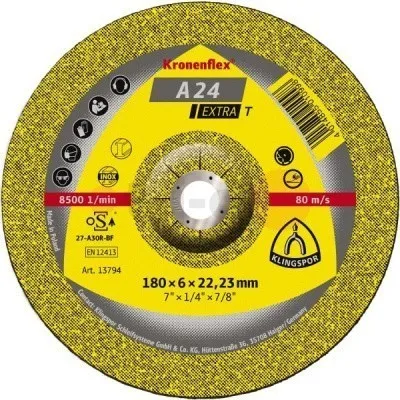 Обдирочный круг Klingspor A 24 Extra T 180x8x22,23, упаковка 10 шт