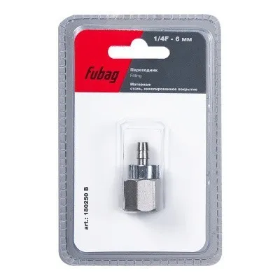 Переходник Fubag 1/4 дюйма F на елочку 6мм с обжимным кольцом 9Х11мм, блистер 1 шт