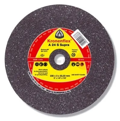Отрезной круг Klingspor A 24 S Supra 230x3x22,23, упаковка 25 шт