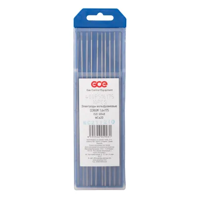 Электрод KRASS WC-20 Серый, 1,6х175 мм, легирующие элементы: 1,8-2,2% CeO2 (диоксид церия)