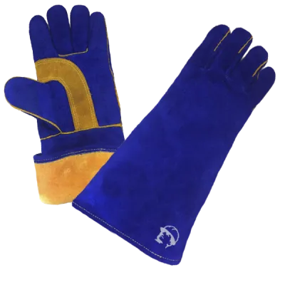 Краги зимние особо прочные, 35 см (1453), (синий/желтый), иск. мех, 1/60