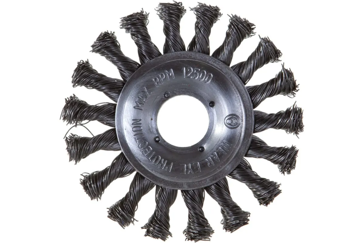 Фото Щетка круглая, витая стальная проволока (100 мм; 22.2 мм) для УШМ №133 АТАКА 26587 26587