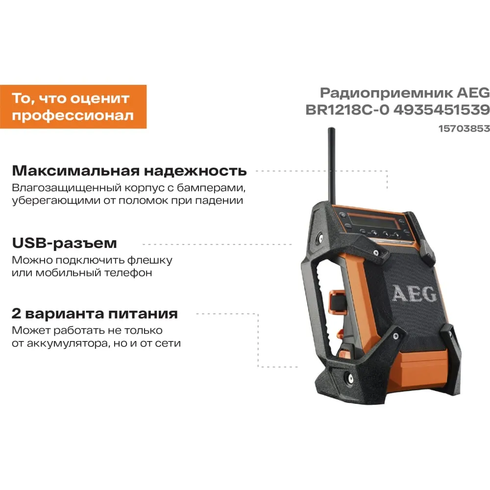 Радиоприемник AEG BR1218C-0 4935451539 купить в Челябинске - цена в  интернет-магазине «От и До.ру»