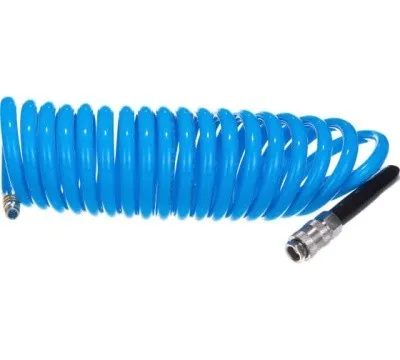 Шланг спиральный с фитингами рапид Fubag, полиуретан, 15бар, 8x12мм, 5м