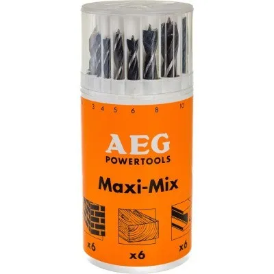Набор сверл Maximix (18 шт; по дереву 3-10 мм; по металлу 3-10 мм; по камню 3-10 мм) AEG 4932359415