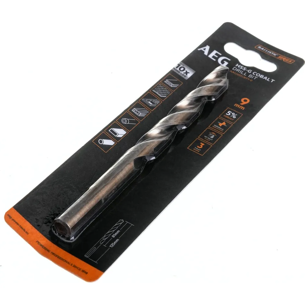 Фото Сверло HSS-Co (9х81х125 мм) AEG AAKHSSCBT9-0 4932479339 4932479339