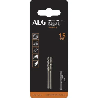 Сверло HSS-G (2 шт; 1.5х18х40 мм) AEG AAKHSSG015 4932479303