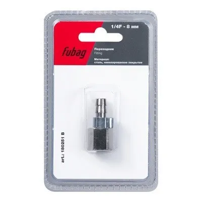 Переходник Fubag 1/4 дюйма F на елочку 8мм с обжимным кольцом 11Х13мм, блистер 1 шт